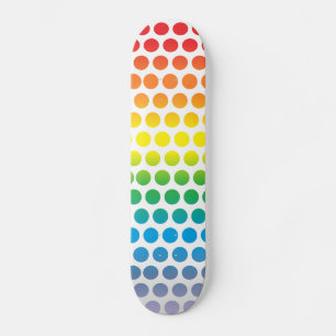 Skateboard Rainbow Polka Dots White