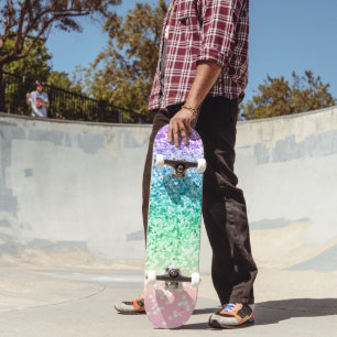 Skateboard Rainbow Unicorn Parties scintillant 4