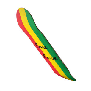 Skateboard Rasta Couleur Vert Jaune Rouge Drapeau Tirures One