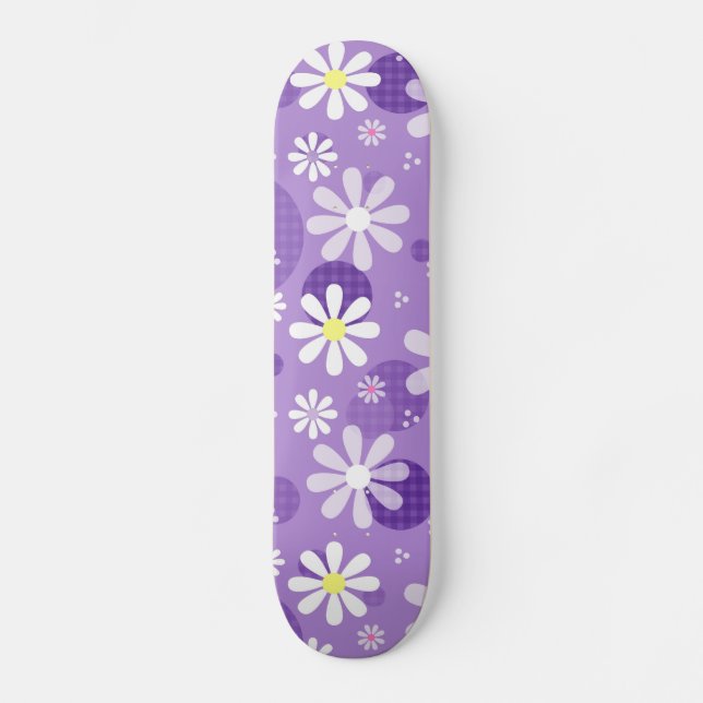 Skateboard Rayons rétro Purple En vichy Cercles (Recto)