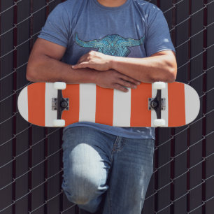 Skateboard Rayures irrégulières - Orange et Blanc