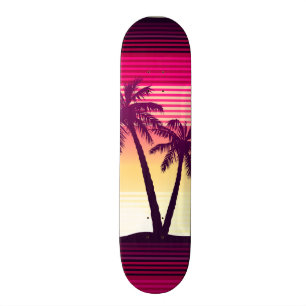 Skateboard Rayures tropicales de coucher du soleil