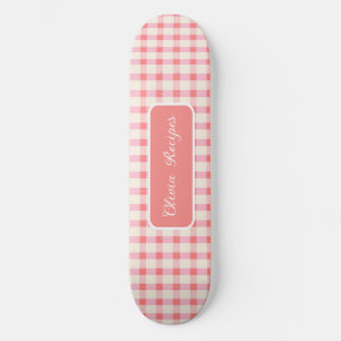 Skateboard Recettes Gingham Rose Pâle Carreaux Féminin Mignon