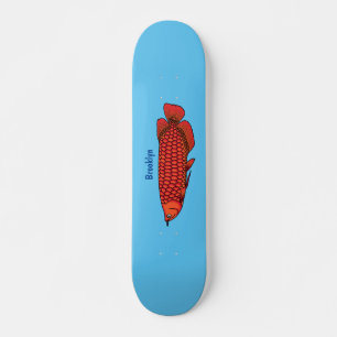 Skateboard Red Arowana fish cartoon