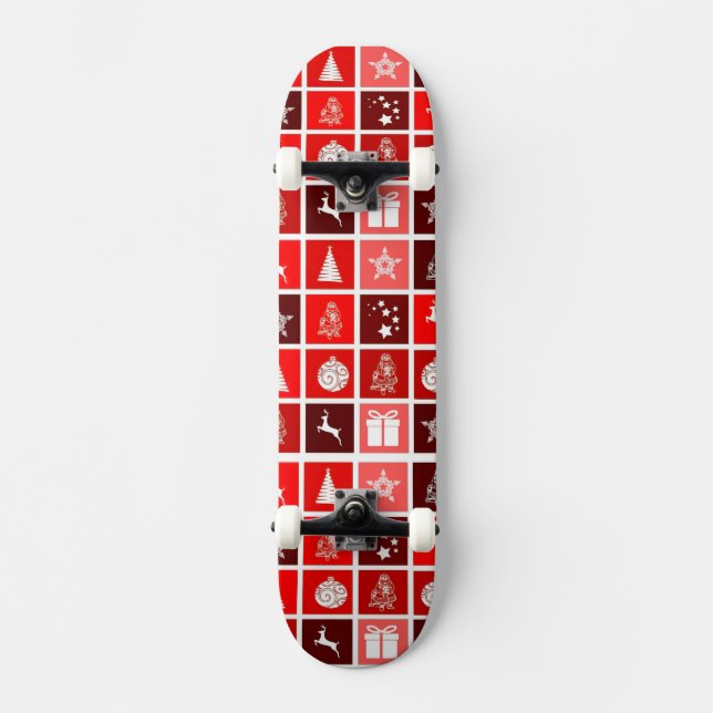 Skateboard Red Christmas Holiday Cute Tree Reinder (Recto)
