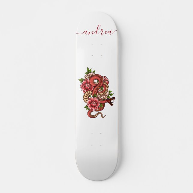 Skateboard Red Japanese Snake Dragon (Devant)