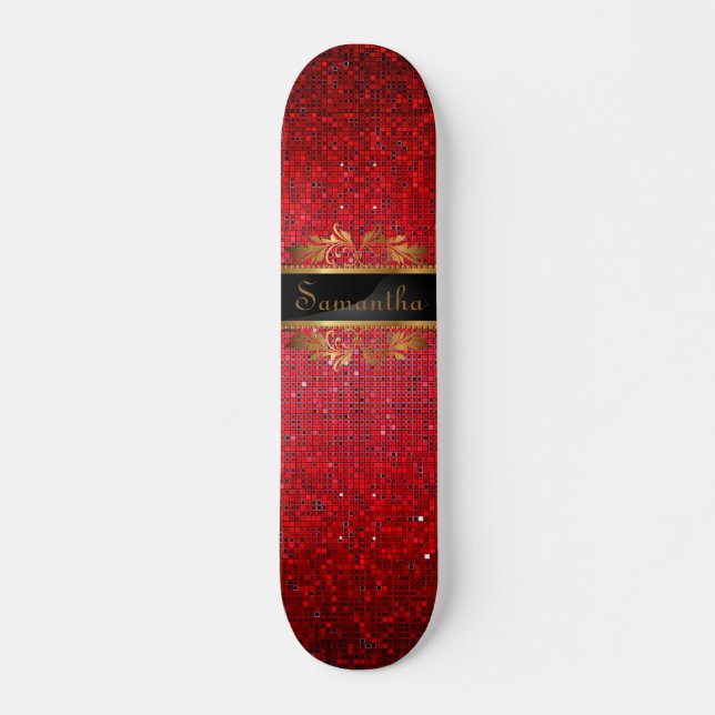 Skateboard Red Parties scintillant Sequin Disco Old School Sk (Devant)