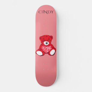 Skateboard Red teddy bear skateboard, custom name