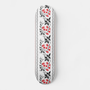 Skateboard Red tulips pattern