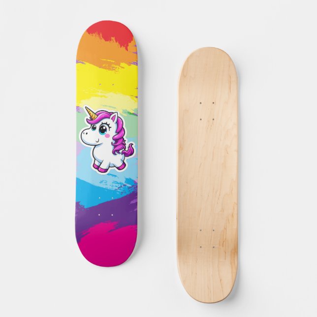 Skateboard-Regenbogeneinhorn Skateboard (Vorderseite)