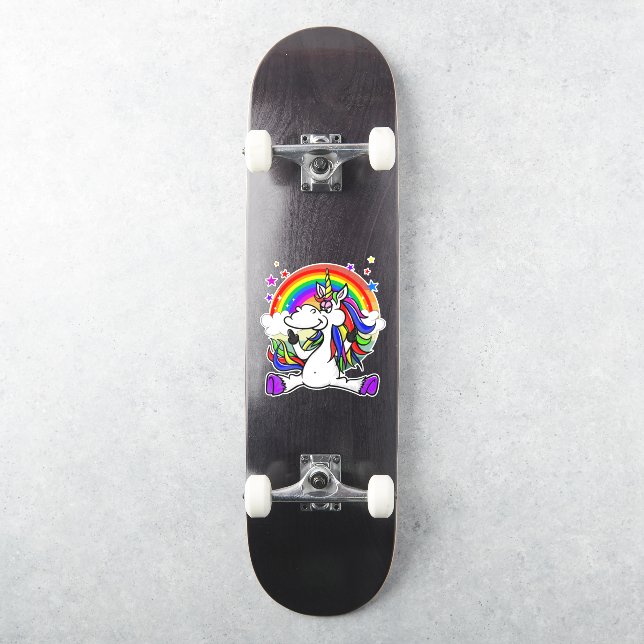 Skateboard Regenbogenunicorn Aufkleber (Skateboard)