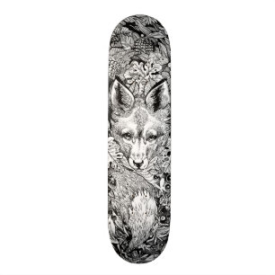 Skateboard Renard noir et blanc + nature Skate Deck Skateboar