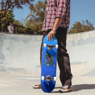 Skateboard Requin féroce de l'océan, effrayant et amusant