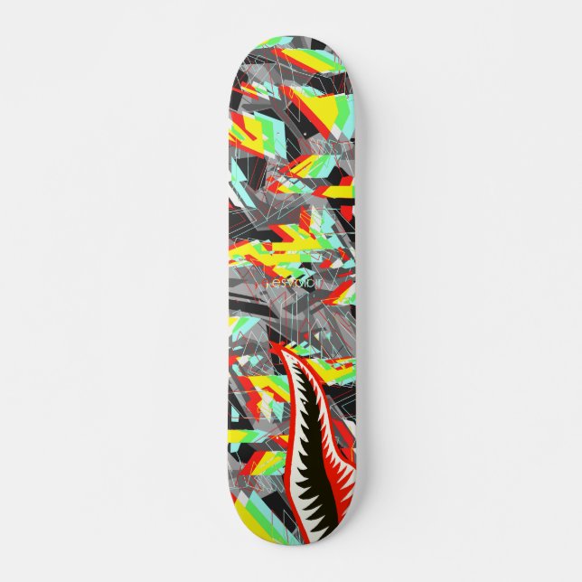 Skateboard Requin Trippy d'Esvoir Camo (Devant)