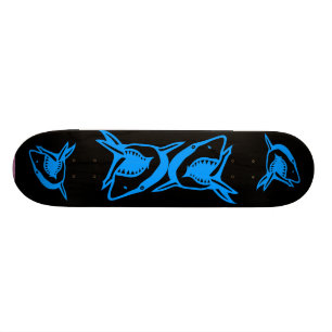 Skateboard requins bleus ET plate-forme NOIRE de planche à