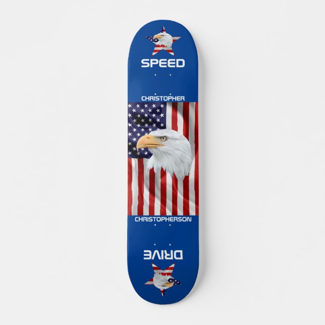 Skateboard Respectueux Aigle, Le Drapeau Américain, Patriotiq (Devant)
