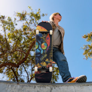 Skateboard Retro Chic Pop Art Paris Feline