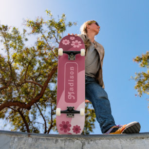 Skateboard Retro Floral Name