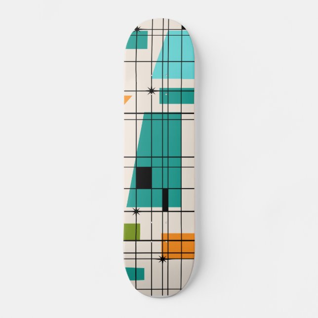 Skateboard Rétro grille et planche à roulettes de Starbursts (Recto)