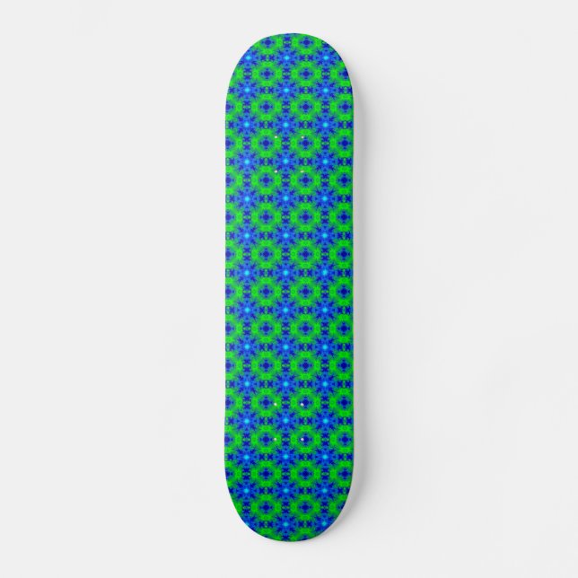 Skateboard Retro Margeriten u. Sterne Artdeco in grün blau (Recto)