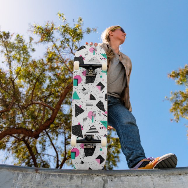 Skateboard Retro Memphis Geometric Pattern (Extérieur 1)
