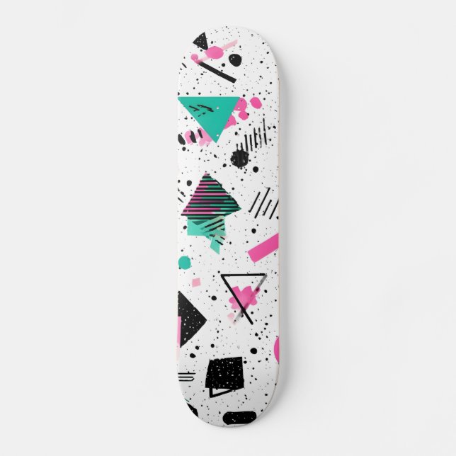 Skateboard Retro Memphis Geometric Pattern (Recto)