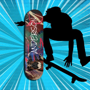 Skateboard Retro Modern Cute Chien de famille personnalisé