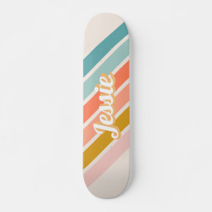 Skateboard Retro Pastel Rainbow Nom personnalisé