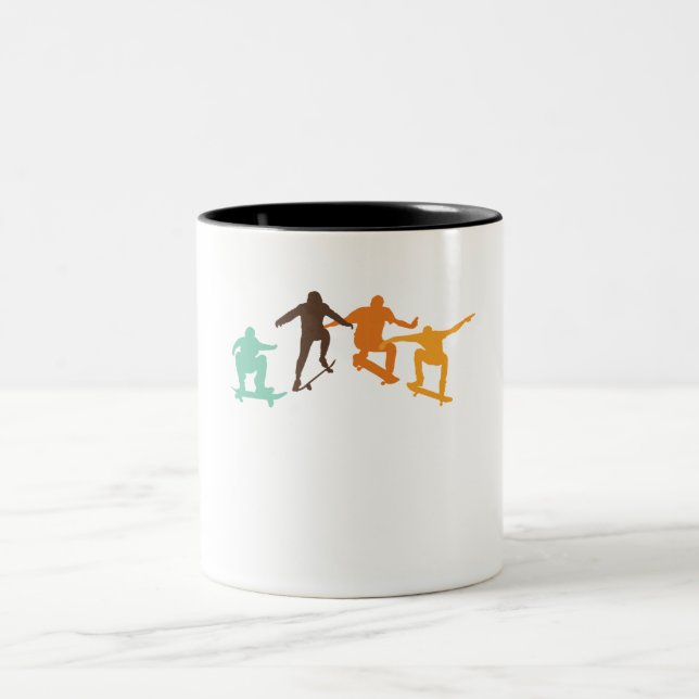 Skateboard Retro Skateboard Skateboard Skater Zweifarbige Tasse (Mittel)