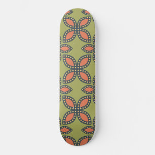 Skateboard Retro Vert et Orange Abstrait motif floral