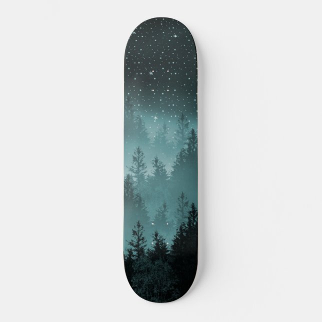 Skateboard Rêve de Galaxie de la Forêt turquoise #1 #décorati (Recto)