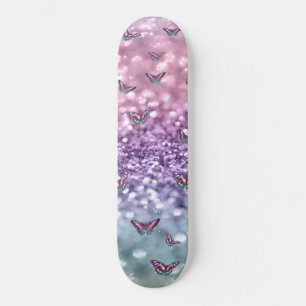 Skateboard Rêve de Parties scintillant des papillons Pastel 
