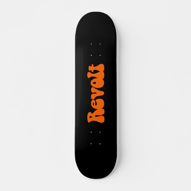 Skateboard Révolution - Orange sur Noir (Devant)