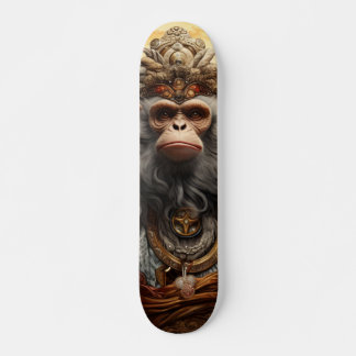 Skateboard Rey Mono Chino con Mirada Seria Decisiva