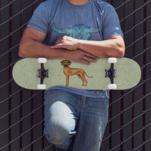 Skateboard Ridback Rhodésien Brun Lion Chien Dessin Animé Ver