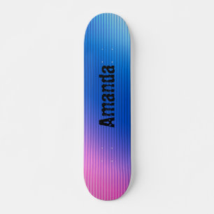 Skateboard Rose-bleu , rose , rayures , ombré
