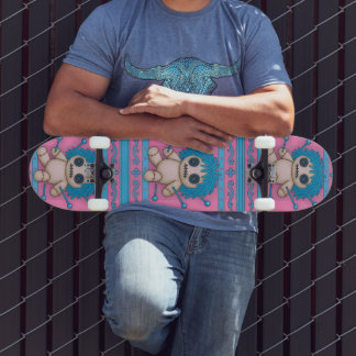 Skateboard Rose + bleu turquoise Poupée vaudou