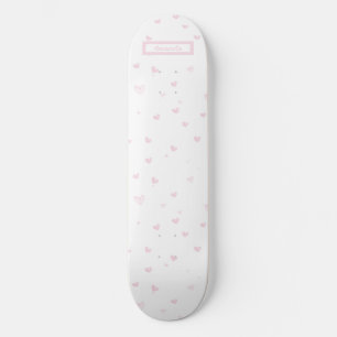 Skateboard Rose Coeur Motif Fille Romantique Aquarelle