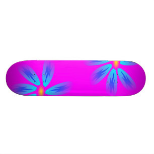 Skateboard Rose et planche à roulettes florale bleue