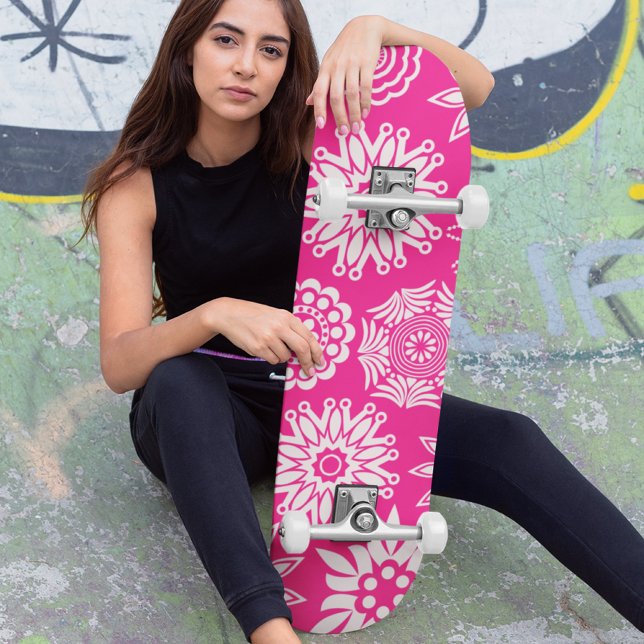 Skateboard Rose Moderne Fille Abstraite tendance Cool Floral (Créateur téléchargé)
