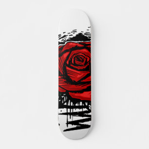 Skateboard Rose Rugueux Art Graffiti – Fleur Urbaine Rouge