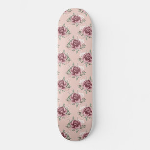 Skateboard Rose rustique rose rose or vert bohème floral