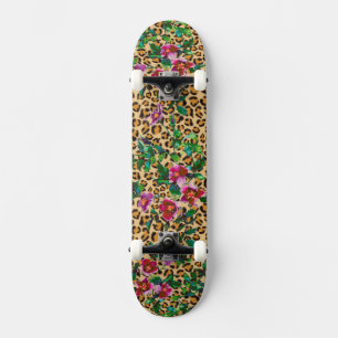 SKATEBOARD ROSE VINTAGE - EMPREINTE DE LÉOPARD
