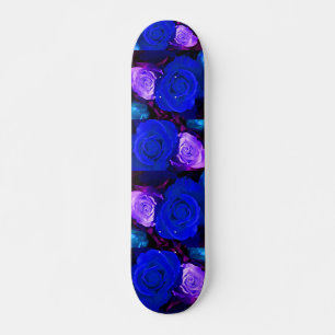 Skateboard Rose violet bleu - Personnalisable