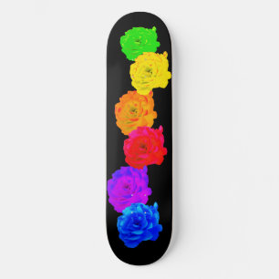 Skateboard Roses arc-en-ciel