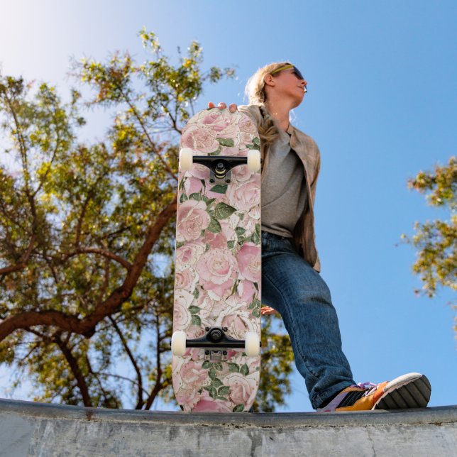 Skateboard Roses Blush Pink Gold Glam (Extérieur 1)