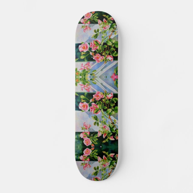 Skateboard Roses d'aquarelle rose (Recto)