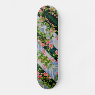 Skateboard Roses d'aquarelle rose