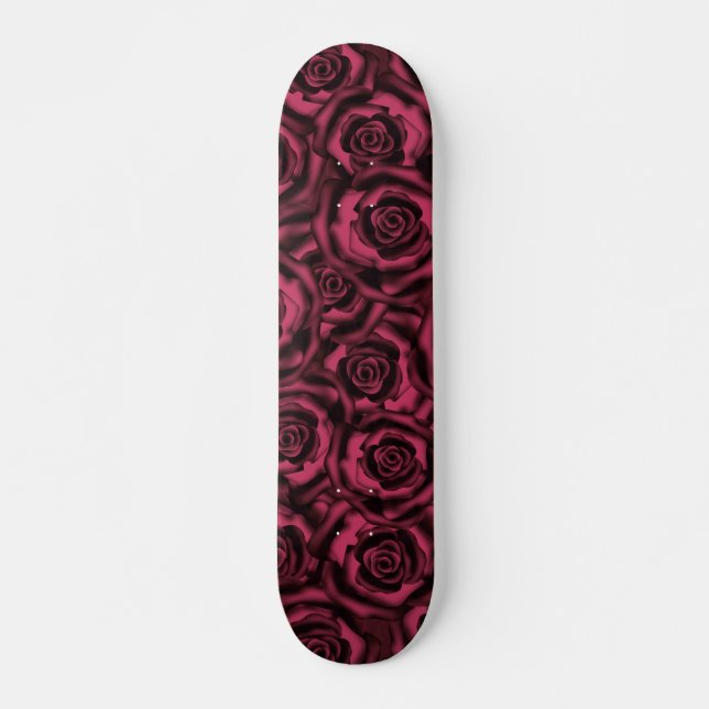 Skateboard Roses de Bourgogne foncée. (Devant)
