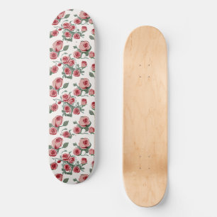 Skateboard Roses roses et Motif Feuille